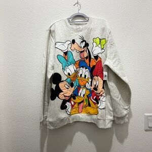 Disney Parks Mickey and Friends Character Gray Pullover Sweatshirt 2025